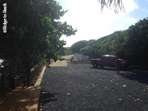 Zoni Beach post-construction, with permeable parking lot, biofilters, and rain garden